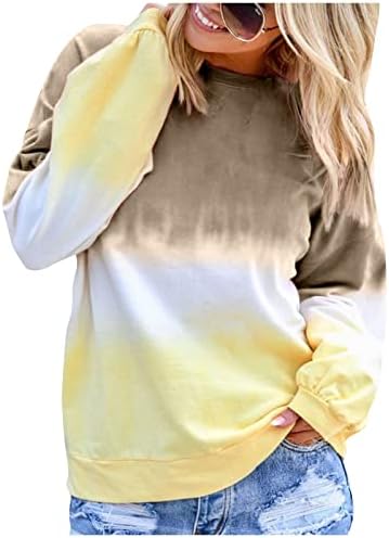 Košulje dugih rukava za žene jesen Moda 2022 Tie Dye Tops prevelika dukserica sa Crewneck Casual labava odjeća od tunike s puloverom