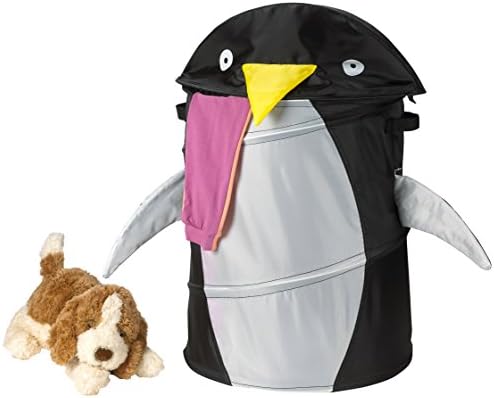 Dječija Pop-Up korpa za veš, Penguin - Folds Ravna za skladištenje i lako se otvara. Djeci će se svidjeti hampers black Penguin Head koja se savija i služi kao poklopac, sa svojim simpatičnim očima i žutim kljunom.