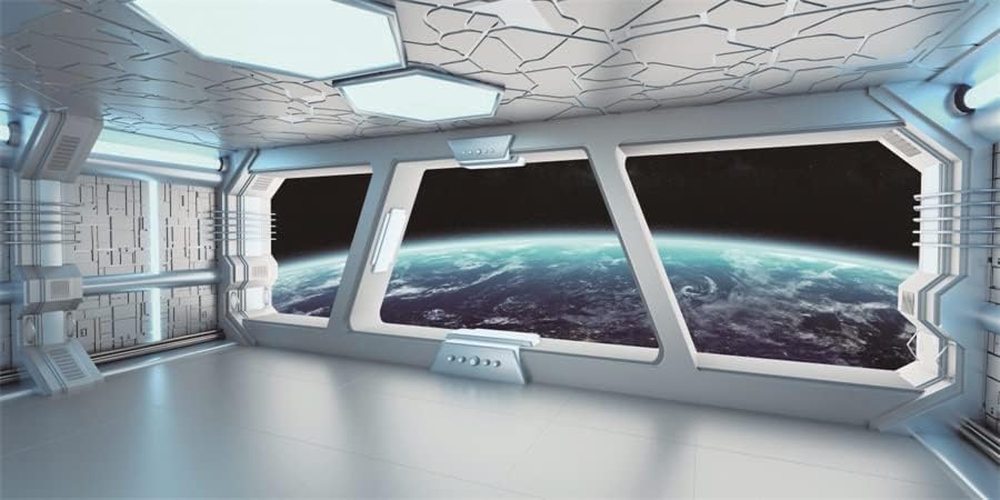 Unutrašnjost svemirskog broda Yeele 15x8ft s pogledom na prozor na pozadini planete futuristička Naučna fantastika svemirska letjelica