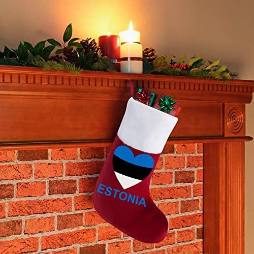 Ljubav Estonija Crveni božićni praznici Čarape Početna Ukrasi za Xmas Tree Kamin Viseće čarape