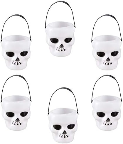 Soimiss 6pcs bijela bačva za lubanje Halloween Handheld skelet Candy Bucket rekvizirani ukrasi rasporeda za Halloween Party