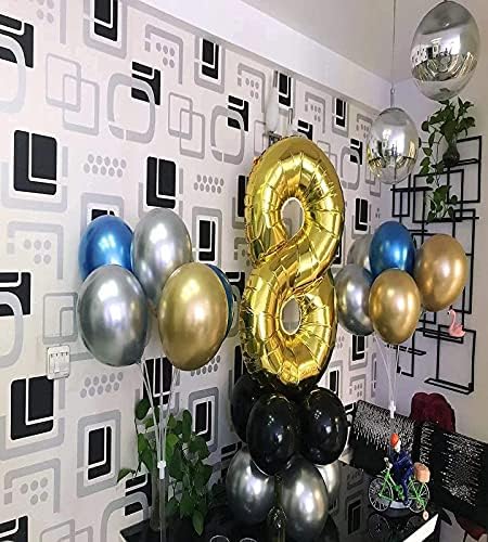 Baloni sa 40-inčnim zlatnim brojem, 9 kom 12-inčni baloni za lateks, rođendanska zabava, aluminijska folija MyLat veliki balon broj 8