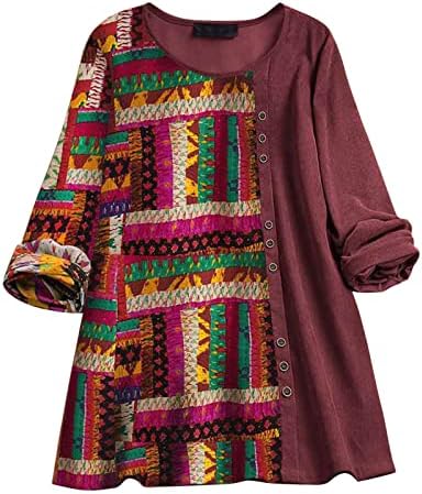Ženski etnički vjetar tiskati kolosiju na dugih rukava s dugim rukavima, pulover s dugim rukavima vrhunske majice