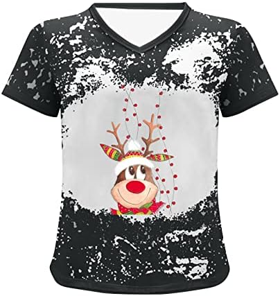 Sretan Božić Izbijeljena majica za žene 2022 novost kratka rukava bluza slatka Božić grafički Print majice majice