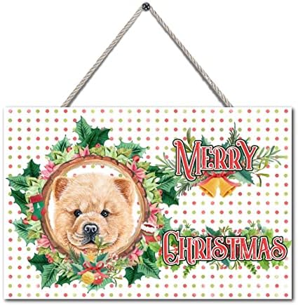 Drveni božićni znakovi slatki pas holly vijenac retro drvo potpisao sa božićni viseći dekor za vrata dnevne sobe uredskog zida 4 x