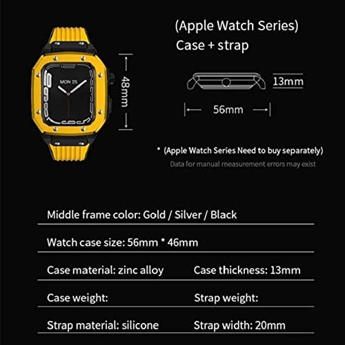 CNHKAU Legura za sat za iWatch serije SE serije za Apple Watch serija 8 7 6 5 4 44/45 mm Luksuzni metalni gumeni pribor za satove od nehrđajućeg čelika