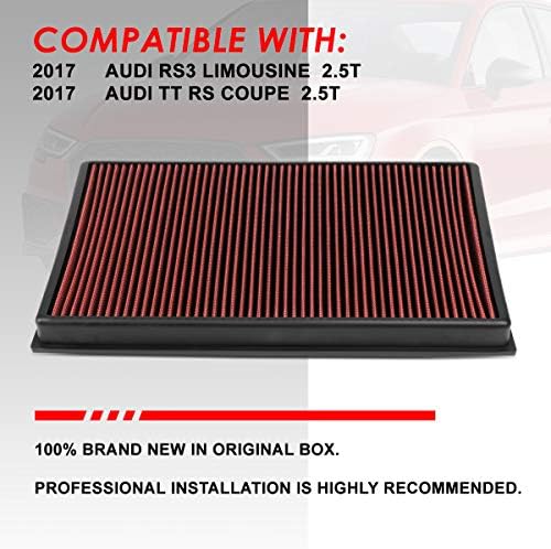 Crveni panel za filtriranje zraka za pranje zraka kompatibilan je s Audi RS3 TT RS Quattro 2.5L 17-20