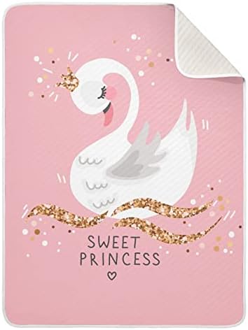 Sweet Princess Swan Pink za bebe za dječake Super Mekane bloke za toplu deku za djecu Lightweight Crib Better Bake za bacanje kreveta za dječje kolica Dječji dječaci Putujuška odrasla osoba