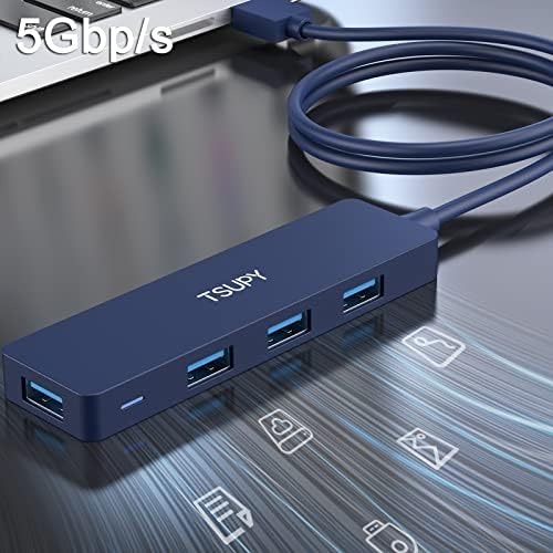 USB 3.0 HUB, TSUPY USB HUB 4 Port USB 3.0 Expander USB Data Hub sa 3.3 ft produženim kablom, Ultra Slim prijenosni Multiport USB 3.0