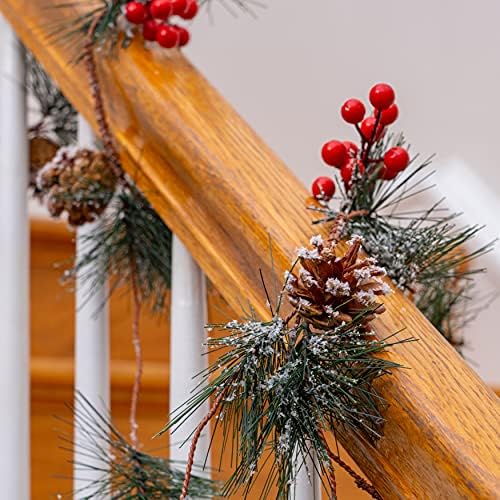 Ornativnost Pine i bobice Garland - Pine igle, Pinecone i bobica Rustikalni odmor Božićno drvce Prirodni ukrasi Garland - 6 Ft