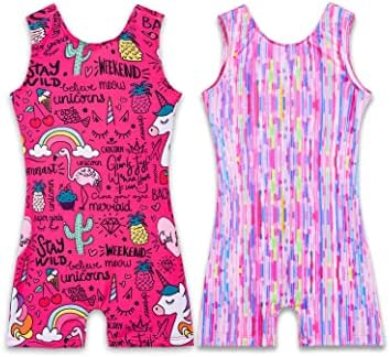 Paket Hotpink jednorog gimnastičkih trikoa za djevojčice i malu djecu teretana Unitard Dugina pruga veličina 1t 2T