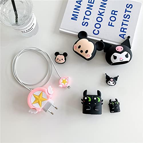 Zaštitna futrola za Apple 18W / 20W iPhone USB-C punjač za napajanje i USB munjevi kabel, 3D simpatični crtani dizajn Zaštitna futrola, simpatični poklopac kabelskog kabla