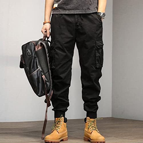 Miashui 10 Meška pjena muška modna labava pamučna plus veličine džep čipke udružene hlače elastične struke Ukupne radne hlače
