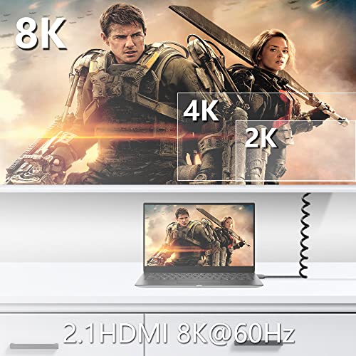 Yacsejao HDMI kabel desnog kutanog otvora 8K 48Gbps HDMI 2.1 mini HDMI do HDMI muško teleskopski kabl veliku brzinu