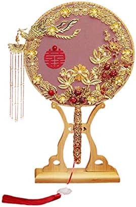 OGGO kineski okrugli ventilatori za žene, mladenka vjenčanica, svilena površina i bambusova ručka sa reselom, prekrasnim uzorkom vjenčani