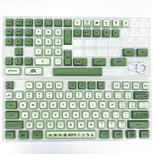 BOYI Matcha XDA zeleni prilagođeni tasteri, PBT Dye-sublimirani XDA profil Matcha engleski keycap Full 124 set tastera za Gateron Kailh Cherry MX Switches mehaničke tastature KeyCap