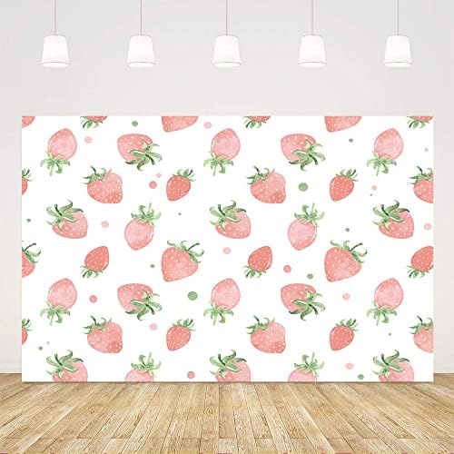 Ticuenicoa 5x3ft Strawberry Photo Backdrop Pink akvarel Baby Shower ukrasi za rođendanske zabave potrepštine za djevojčice fotografija