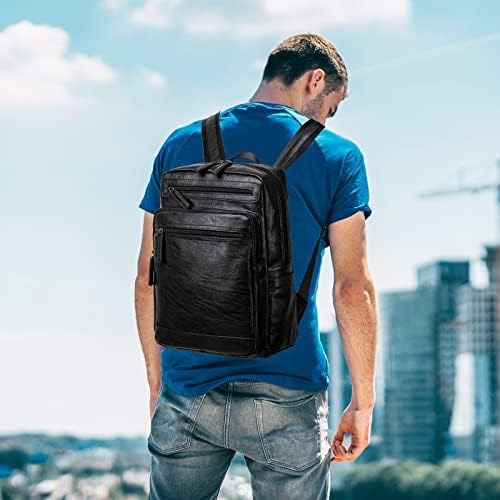 Gooday laptop ruksak za muškarce, vodootporna poslovna torba za Laptop Travel carry on PU koža koledž Casual Daypack ruksak