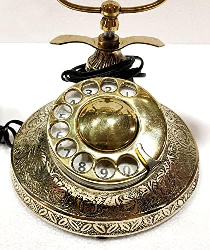Prekrasan antički nautički solidni viktorijanski mesing rotacijski biranje telefon telefon Vintage radovi Radni retro telefon za kućni