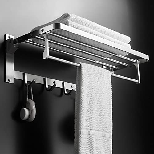 Polica za ručnik zidna ručnik sa ručnikom bez bušilice za ručnik sa ručnikom sa kukom samoljepljivog nehrđajućeg čelika za kupatilo wc, 60cm