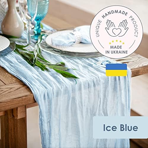 Svijetlo plavi cheesecloth trkač 141 u dugih beba plava gaza stol za trkač sira za vjenčanje Boho baby tuš ledeni plavi stol platna