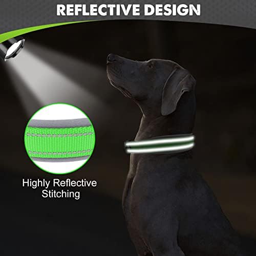 Joytale Neoprene podstavljeni ovratnik za velike pse, 11 boja, reflektirajuće širok ovratnike za kućne ljubimce sa izdržljivim metalnim kopčom za remen, podesiv teški najlonski ovratnik za pse, zeleno