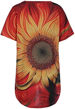 Top Girls kratki rukav pamuk Crewneck Brod izrez grafički suncokret za ispis cvjetni osnovni bluza za bubu za žene za žene