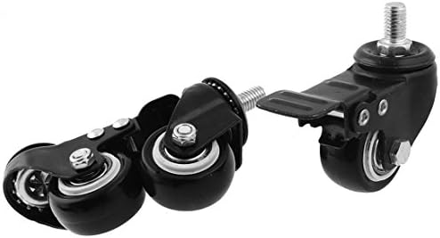 AEXIT praonica kotača 10mm x 15 mm Navojni strogi 1,5 Dia Wheel okretni kotači kotača kotača crna 4pcs
