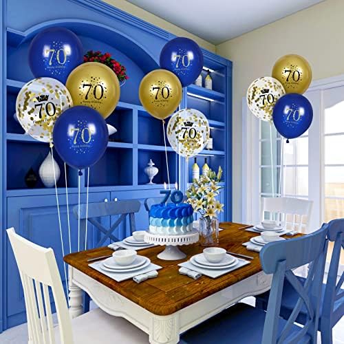 RUMIA tamnoplava i Zlatna 70. rođendan baloni dekoracije 15kom sretan 70. rođendan Tamnoplavo zlato konfeti lateks baloni ukrasi za