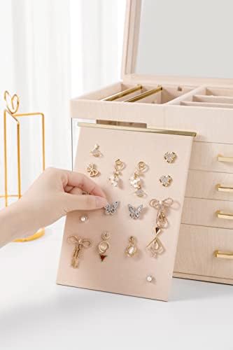 GUKA nakit kutija organizator sa ogledalom, 5-sloj nakit slučaj sa 4 ladice za ogrlice, narukvice, sat, prstena & naušnica, veliki