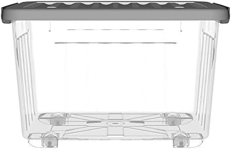 CETOMO 35L * 6 plastična kutija za odlaganje, prozirna, tata kutija, organiziranje posude sa izdržljivim sivim poklopcem i sigurnosnim kopčama, slaganjem i nestabilnom, 6-pak, sa kopčom