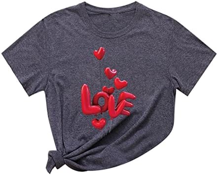 Ženska majica za Valentinovo plus veličina Ljubav srca Šišćice za bluzu u unisex casual Comfy Confy Crke Majice