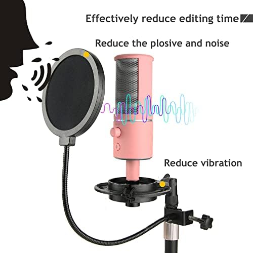 Stoni stalak za mikrofon sa amortizerom i pop filterom, podesivi stalak za mikrofon sa pop filterom Shockmount smanjuje držač stola za buke vibracija za Razer Seiren X USB streaming mikrofon od Frgyee