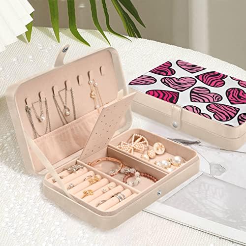 INNEWGOGO ZEBRA Pink Hearts Mala kutija za nakit PU kožni nakit Organizator Travel Display Nakit Držač za ogrlice i narukvice