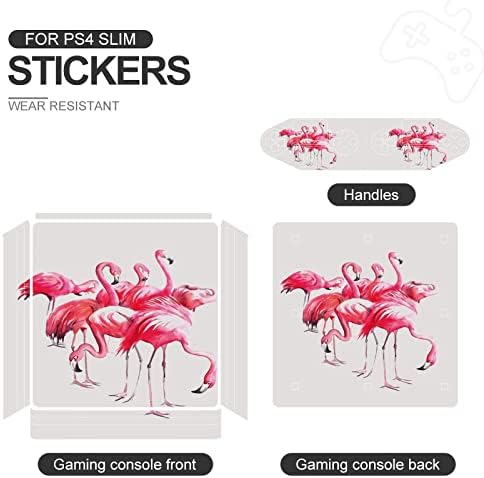 Flamingo slatka naljepnica zaštitnik kože Slim Cover za PS-4 Slim / PS-4 Pro konzola & 2 kontroler
