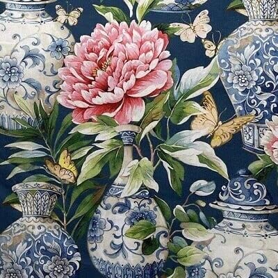 Plavi Jardin Floral Cotton Fabric by Yard Meter Pink Flowers šivaći materijal orijentalni Print Azijske vaze tekstil