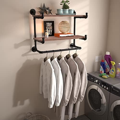 TEDIDUWA 30in industrijski stalak za odjeću za cijevi,2-slojni zidni stalak za odjeću, stalak za odjeću za cijevi s policom, zidne