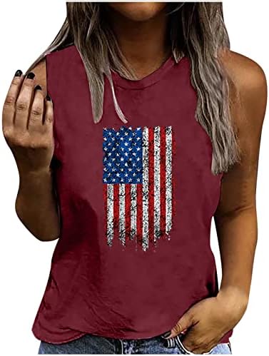 Vrhovi rezervoara za ženske košulje bez rukava slatko 4. srpnja dan nezavisnosti Grafički teas T-majica Labavi fit osnovna bluza