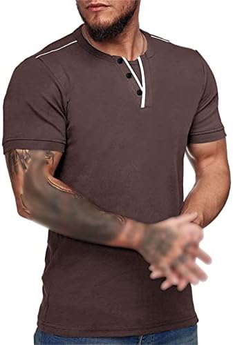Muški casual slim fit osnovni kratki rukav prednji plaket V-izrez TEE TOP Ljeto dugme Pamučna majica