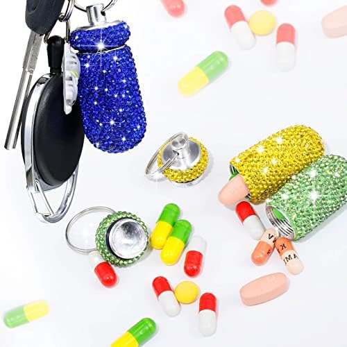 6 kom Bling Pill Case Prijenosni Kontejner za pilule privjesak za ključeve vodootporni držač za pilule kristalni vještački dijamant slatka posuda za pilule za torbicu mala bočica dozatora lijekova za putovanja na otvorenom