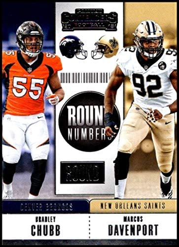 2018 Panini Contenders okrugli brojevi # RNA-CD Bradley Chubb / Marcus Davenport Denver Broncos / New Orleans Saints Rc Rookie NFL fudbalska trgovačka kartica