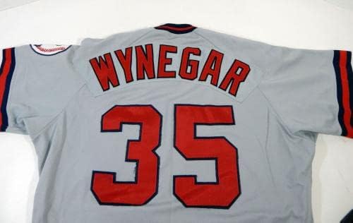 1988 California Angels Butch Winegar 35 Igra Polovni sivi dres SAD Zastava REM 446 - Igra Polovni MLB dresovi
