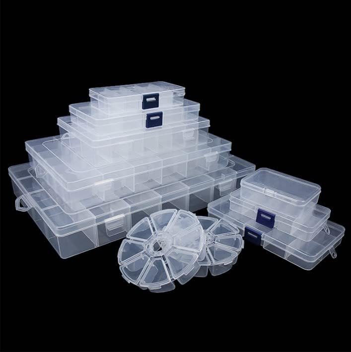 MroMax kutija za odlaganje - PP Fiksni 36 rešetki elektronički komponentni kontejneri za alate Clear White 10,82 x 7,40 x 1,77 , 1kom