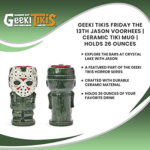 Petak 13. Geeki Tikis Jason Voorhees Hell | Službeni horor kolekcionarski keramički šalica Tiki stil | Drži 26 unci