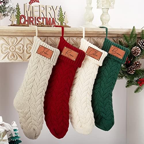 Mostop personalizirane božićne čarape, 18 inča ugravirano ime kabela pletiva velike xmas čarape za djecu Porodični kamin za odmor