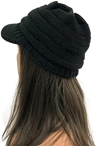 Jiaolun ženski zimski beanie šešir toplo pleteni Slouchy Chunky kape sa vizirom - zimska Skuldanska kapa