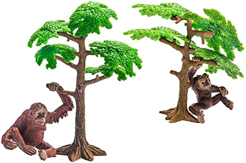 Realistične majmunske figurice Gibbon figurice plastični majmun divlja životinja figurica i drveća figurica za kolekciju Desktop ukras, paket od 4