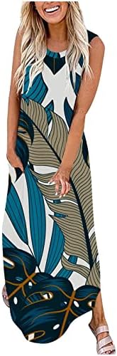 Ženska dugačka sandress casual tie dye maxi haljina okrugla vrat split plaža hawaii hawaii hawaii hawaii hawaii haljina s džepovima