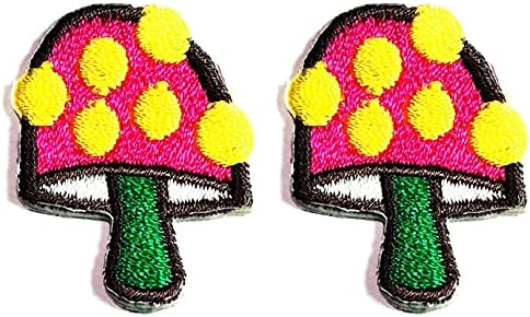 Rareeasy Patch set 2 kom. Mini ružičaste gljive patch jacke Polo ručni ruksaci kapu primjeni izvezeni sew gvožđe na zakrpama umjetnička crtana modne naljepnice za dječju odjeću za popravku djece