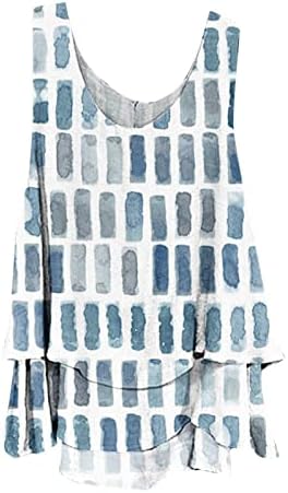 LCEPCY ženski povremeni cvjetni sloj ispisa vrhovi tiska za kraljevske majice bez rukava s rukavima s labavim fit bluzom za gamaše